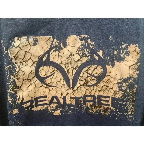 Realtree Men's Long Sleeve Classic Logo T-Shirt Navy Blue And Brown Size Large - Picture 2 of 5